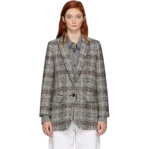 Isabel Marant Etoile Black White Ice Blazer - Check Plaid Wool Blend Suit Jacket
